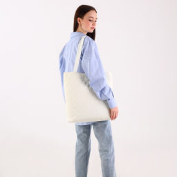 Сумка-шопер женская болоньевая, 40*35*7см, белый цвет - Nazamok фото 10