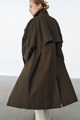 ZW COLLECTION OVERSIZE CHECK TRENCH COAT - Zara фото 13