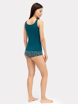 Комплект женский (топ, шорты) в синем оттенке с принтом в виде оленя - Mark formelle фото 3