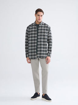 Regular Fit Uzun Kollu Ekose Gabardin Erkek G?mlek