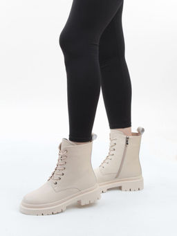 04-PAS70-2Z LT. BEIGE Ботинки зимние женские (натуральная кожа, 100% шерсть)