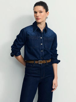 Джинсовая рубашка на пуговицах / Zarina