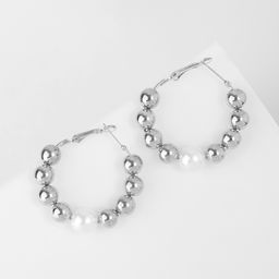 Серьги кольца QF Окружение, d=5.7, цвет серебро