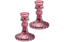 Набор 2 подсвечников 7,7*7,7*10 см бордовый, стекло - Elan gallery фото 4