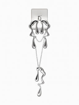 Гарнитур 2 предмета: кулон, серьги Капли таяние, цвет серебро