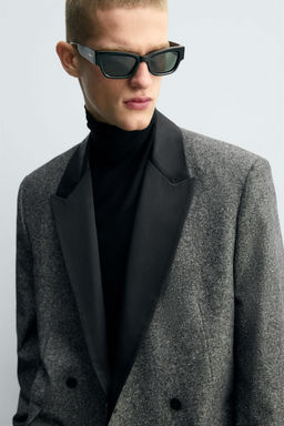 CONTRAST TEXTURED DOUBLE-BREASTED BLAZER - Zara фото 5