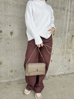 Женская кожаная сумка через плечо 8219 Серо-Бежевый - Sergio valentini фото 7