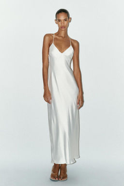 SATIN MIDI DRESS WITH STRAPS ON THE BACK - Zara фото 2