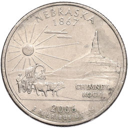 Монета 1/4 доллара (25 центов) 2006 года P США Штаты и территории  Небраска