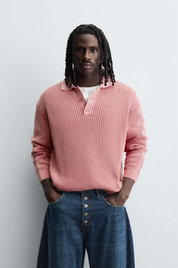 WASHED WAFFLE-KNIT POLO SHIRT - Zara фото 2