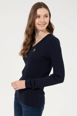Женский темно-синий базовый свитер Неожиданная скидка в корзине - U.s. polo assn фото 4