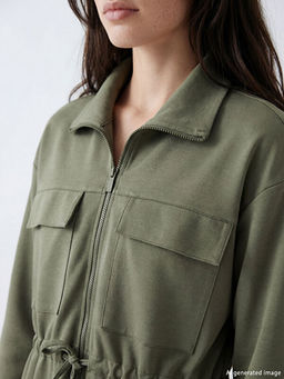 Dik Yaka Soft Touch Kad?n Fermuarl? Sweatshirt