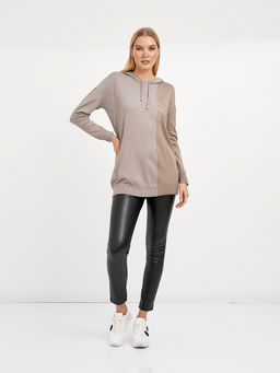 джемпер женский удлиненный с капюшоном и с вышивкой - Glenfield фото 2