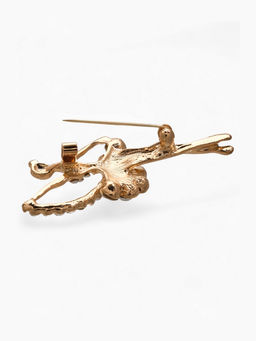 Брошь Балерина с лентой, цвет белый в золоте