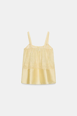 TOP SATINADO ENCAJE ZW COLLECTION / Amarillo claro - Zara фото 7