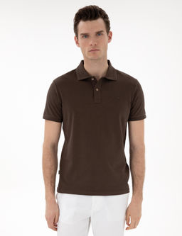 Kahverengi Slim Fit K_vr_lmaz Polo Yaka Basic Ti__rt