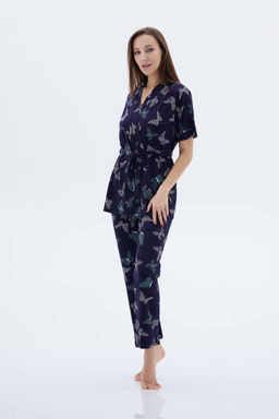 Пижама с халатом МИШЕЛЬ: брюки, топ, халат (тёмно синий №15) - Ивановская трикотажная компания фото 5