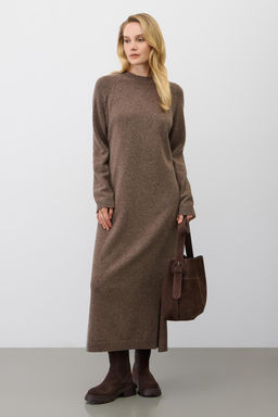 ЕВ 529/ш/коричневый меланж платье жен