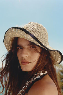 CONTRAST WOVEN BUCKET HAT - Zara фото 2
