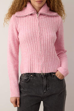 Wardrobe Essentials Koyu Gri Yun Kar?s?ml? Sakal/Tuylu Iplik Fermuarl? Triko H?rka | TWOAW26HI00149 - Trendyolmilla фото 9