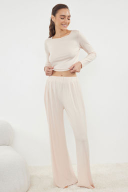 Trendyolmilla Siyah Viskon Orme Pijama Tak?m? TWOAW21AU0034