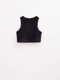 CONTE Укороченный спортивный топ в рубчик на молнии LTD 2745 black - Conte elegant фото 6