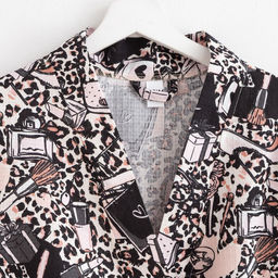 Халат женский Этель «Леопард» рукав 3/4, размер 46-48, вафля 200 г/м², 100% хлопок