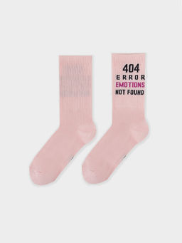 Цена за 5 пар! Носки женские розовые с рисунком в виде надписи "404 ERROR..." розовый 217K-2691