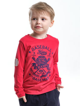 Лонгслив для мальчика с принтом UD 4050 красный - Mini maxi фото 3