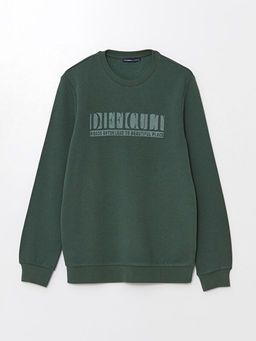 Bisiklet Yaka Uzun Kollu Bask?l? Erkek Sweatshirt