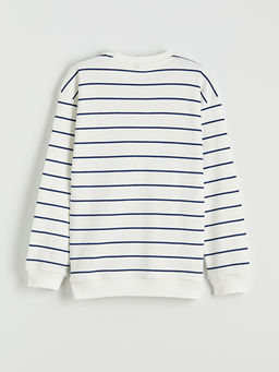 Bisiklet Yaka ?izgili Erkek ?ocuk Sweatshirt