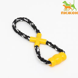 Игрушка канатная Восьмёрка с леденцом, до 27 см, до 120 г, чёрно-жёлтая серия