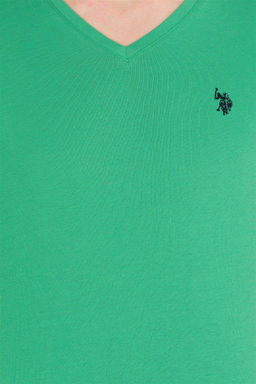 Мужская зеленая базовая футболка с круглым вырезом - U.s. polo assn фото 12