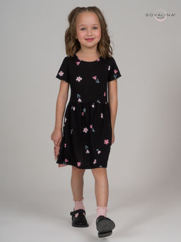 Платье Лето тюльпаны на черном