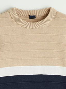 Bisiklet Yaka Renk Bloklu Erkek ?ocuk Kazak