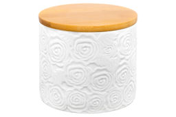 Банка д/хранения 800 мл 12*12*10,5 см Розы с дер. крышк. с сил. упл - Elan gallery фото 4