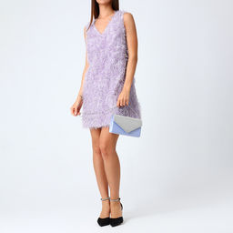 Сумка-клатч женская вечерняя на магните, на длинной цепочке, комбинированная, голубая/серебристая