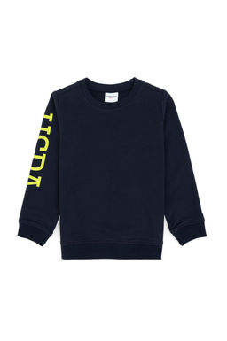 Erkek _ocuk A__k Lacivert _nce Bisiklet Yaka Basic Sweatshirt