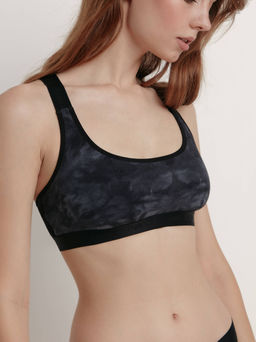 CONTE TIE DYE RIB LBE 2221 Бюстье в рубчик с перекрестными бретелями black tie dye