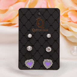 Цена за 2 шт. Пусеты 3 пары «Сердце», цвет МИКС