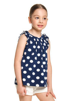 Футболка для девочки UD 1833 синий горох - Mini maxi фото 2