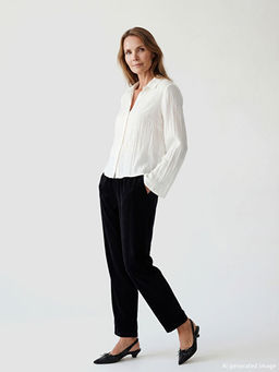 B?y?k Beden Beli Lastikli Kad?n Kadife Pantolon