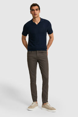Erkek Slim Fit A__k Kahverengi Jean Pantolon