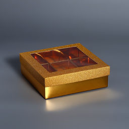 Цена за 5 шт. Коробка для 9 конфет золото глиттер, 12.5×12.5×4 см Кондитерская упаковка