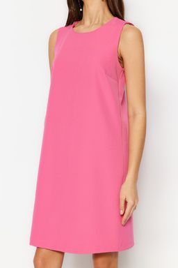 TRENDYOLMILLA Siyah Duz Kesim Kolsuz Bisiklet Yaka Mini Dokuma Elbise TWOSS19FG0063 фото 16