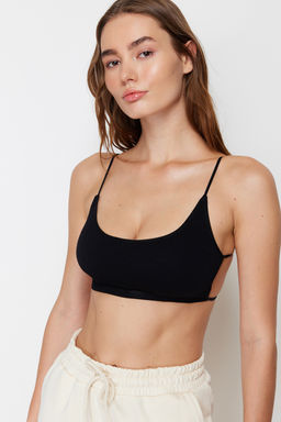 TRENDYOLMILLA Siyah Seamless/Dikissiz Ip Ask?l? S?rt Detayl? Balensiz Kaps?z Bralette Orme Sutyen THMAW23SU00130  фото 36