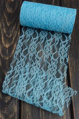 Фатин с узором "Цветы" 15 см*10 ярд (SF-2940) голубой №18