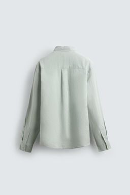 CAMISA REGULAR FIT LINO - ALGOD?N / Verde agua - Zara фото 8
