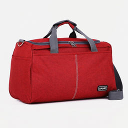 Сумка спортивная на молнии, 2 наружных кармана, длинный ремень, цвет бордовый