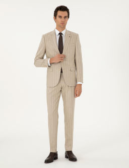 Бежевый зауженный костюм - Cacharel фото 4